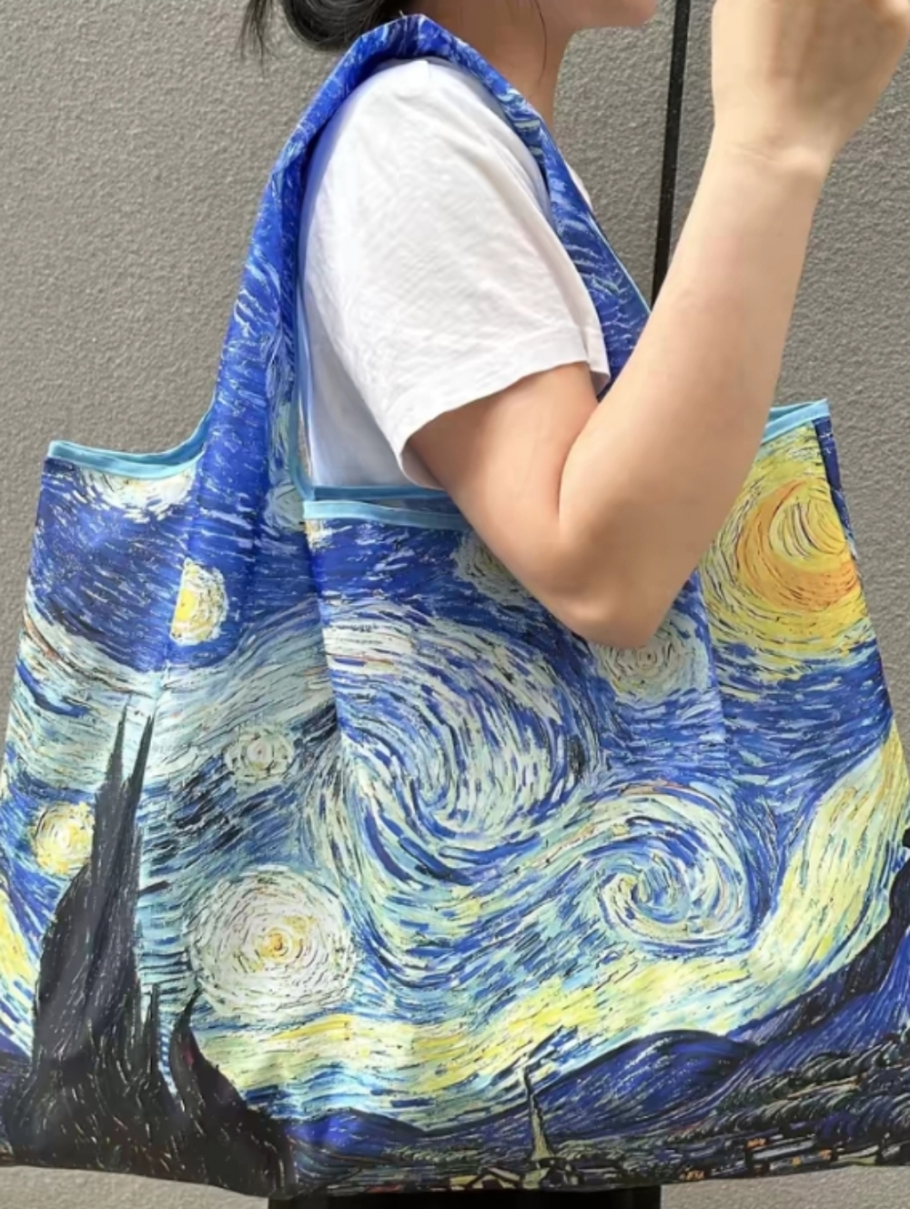 Starry Night Foldable Reusable Tote Bag, Reusable Shopping Bag, New Without Tag